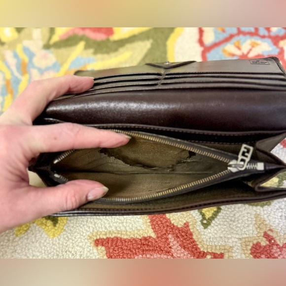 FENDI Vintage Zucca Canvas Leather Long Brown Wallet - Picture 12 of 16